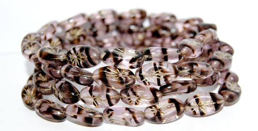 Oval With Rays Pressed Glass Beads, (78126 54202), Glass, Czech Republic