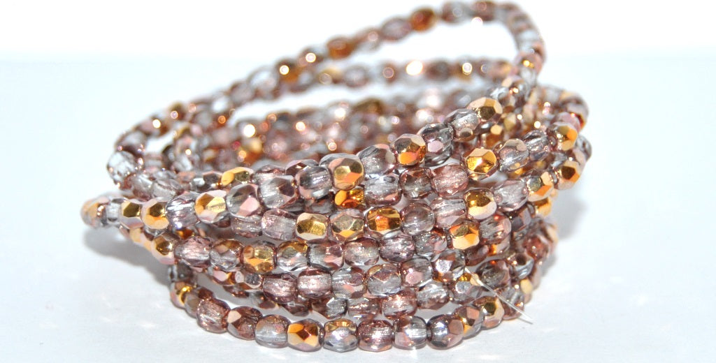 Fire Polished Faceted Glass Beads Round, Transparent Light Amethyst 27101 (20210 27101), Glass, Czech Republic