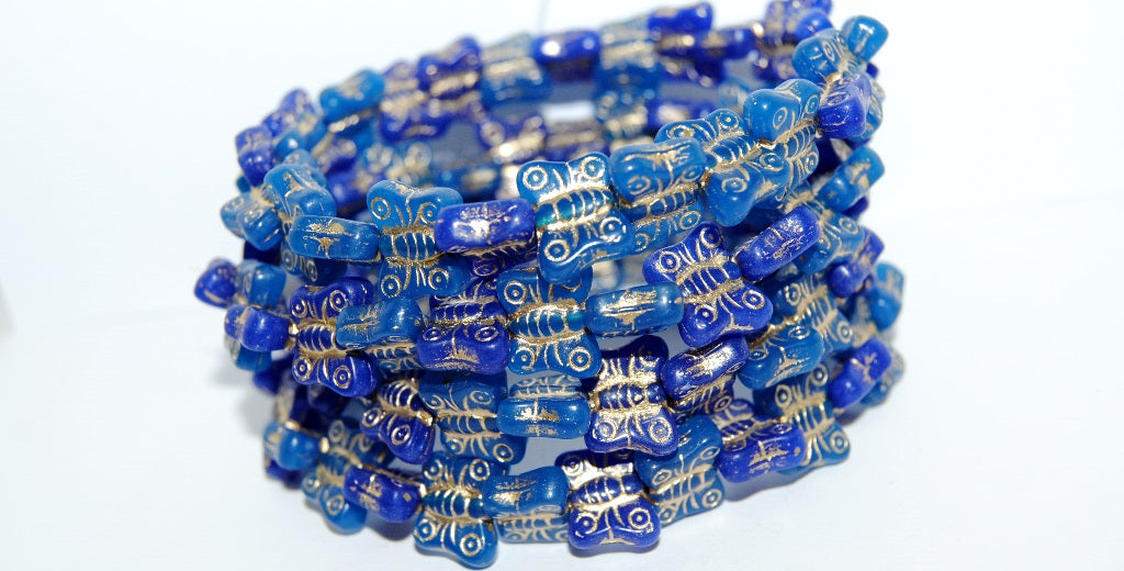 Butterfly Pressed Glass Beads, Mixed Colors Blue Opal 54202 (Mix Blue Opal 54202), Glass, Czech Republic