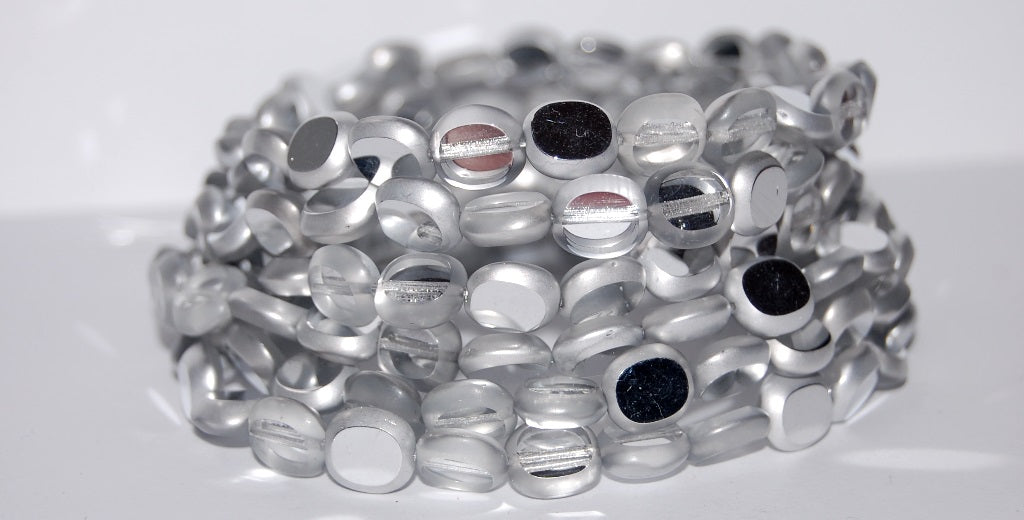 Table Cut Round Candy Beads, Crystal Crystal Silver Half Coating (30 27001), Glass, Czech Republic