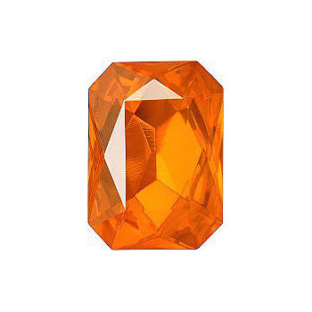 Octagon Faceted Pointed Back (Doublets) Crystal Glass Stone, Orange 2 Transparent With Gold Foil (90000-Gf), Czech Republic