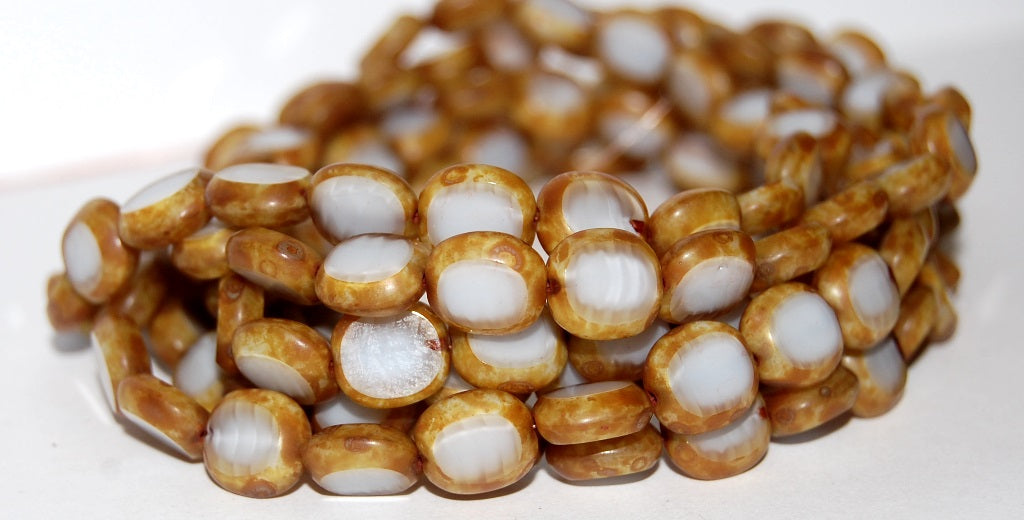 Table Cut Round Candy Beads, 46016 Travertin (46016 86800), Glass, Czech Republic