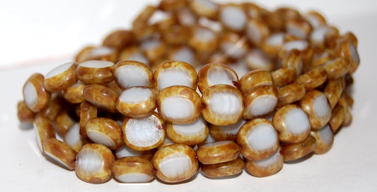 Table Cut Round Candy Beads, 46016 Travertin (46016 86800), Glass, Czech Republic