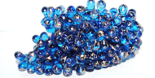 Pear Drop Pressed Glass Beads, Transparent Aqua 94401 (60310 94401), Glass, Czech Republic