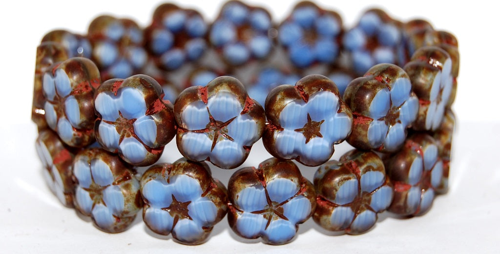 Table Cut Flower Beads, 36016 Travertin (36016 86800), Glass, Czech Republic