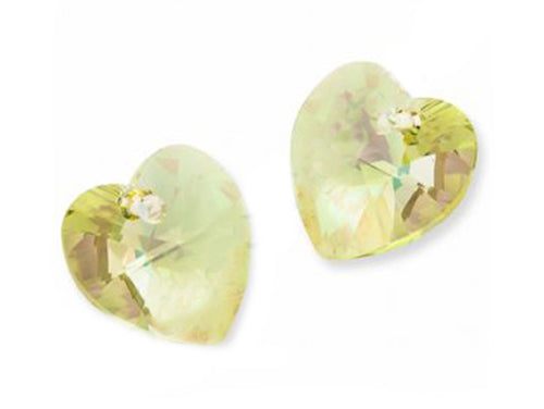 SWAROVSKI ELEMENTS pendant HEART 6228 crystal stone with hole Crystal Green Lumens Glass Austria