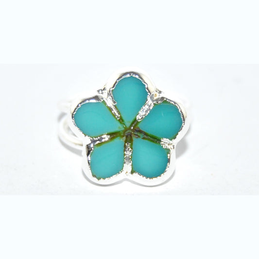Adjustable Ring with Polished Czech Glass Bead, Flower 17 mm (G-20-E)