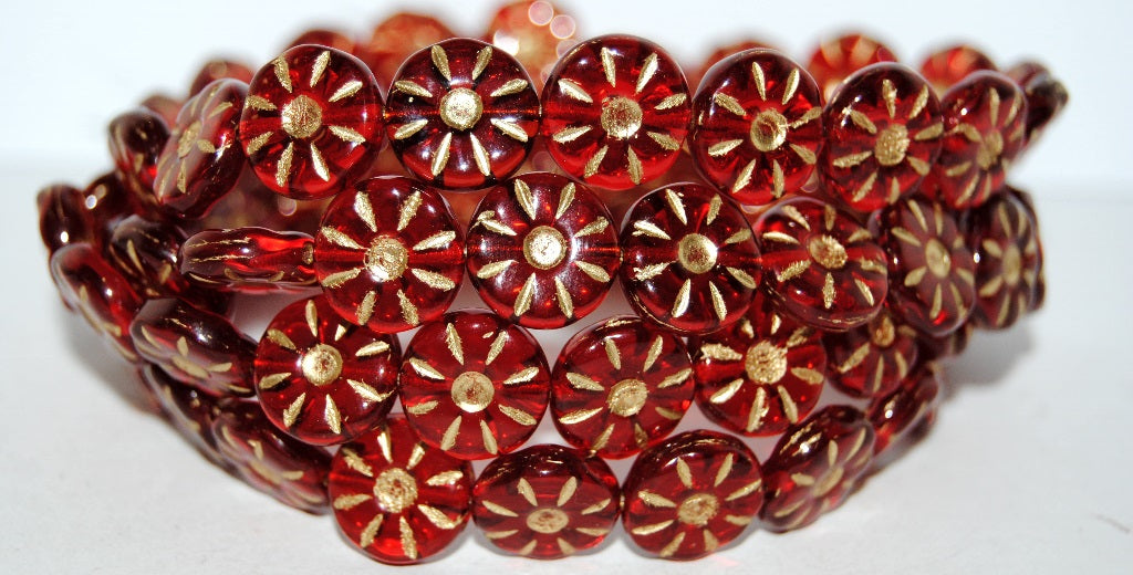Flower Pressed Glass Beads, (9008090Mix 54202), Glass, Czech Republic