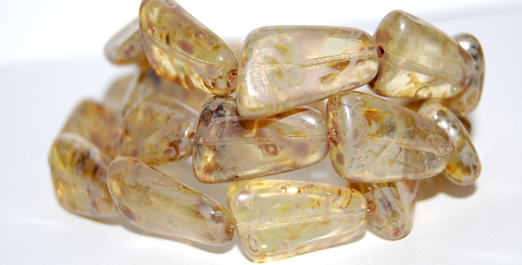 Shaped Pressed Glass Beads, Transparent Yellow 43400 (80100 43400), Glass, Czech Republic