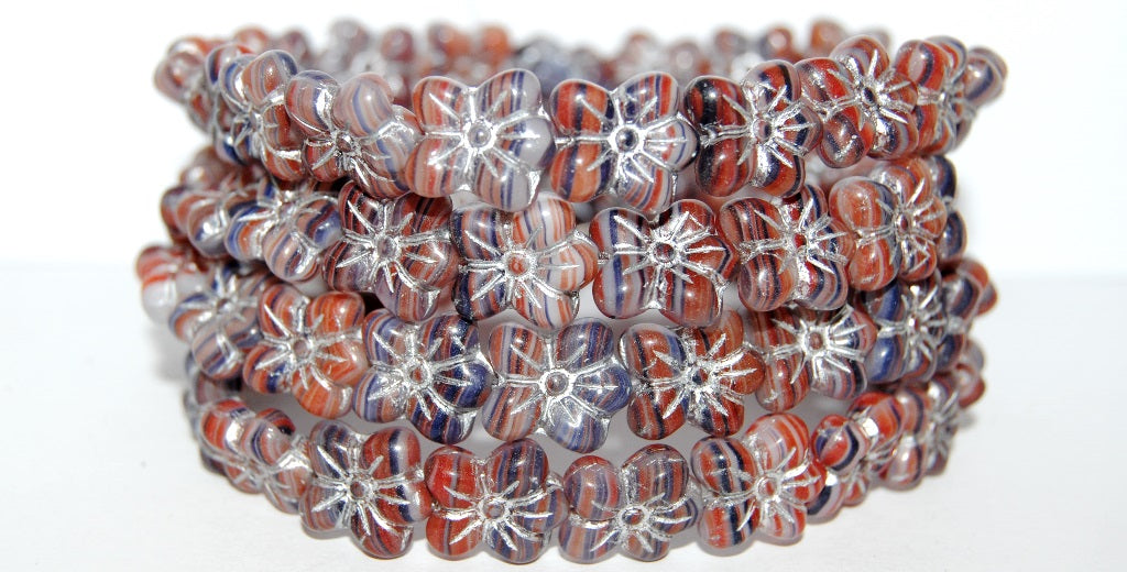 Flower Pressed Glass Beads, (95333 54201), Glass, Czech Republic