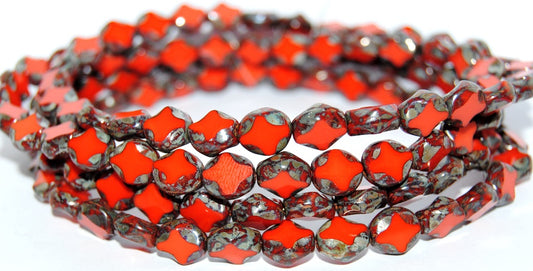 Table Cut Oval Beads, Deep Orange  43400 (93140 43400), Glass, Czech Republic