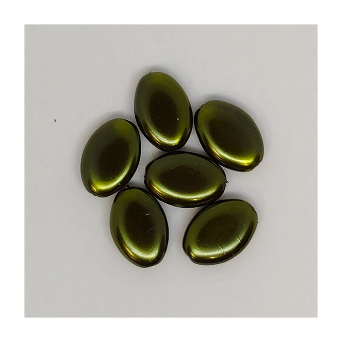 Imitation pearl glass beads oval Olive Green Glass Czech Republic