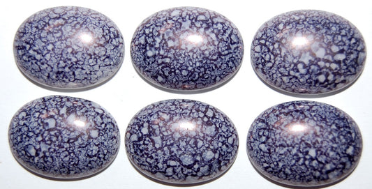 Cabochon Oval Flat Back, (Purple Str), Glass, Czech Republic