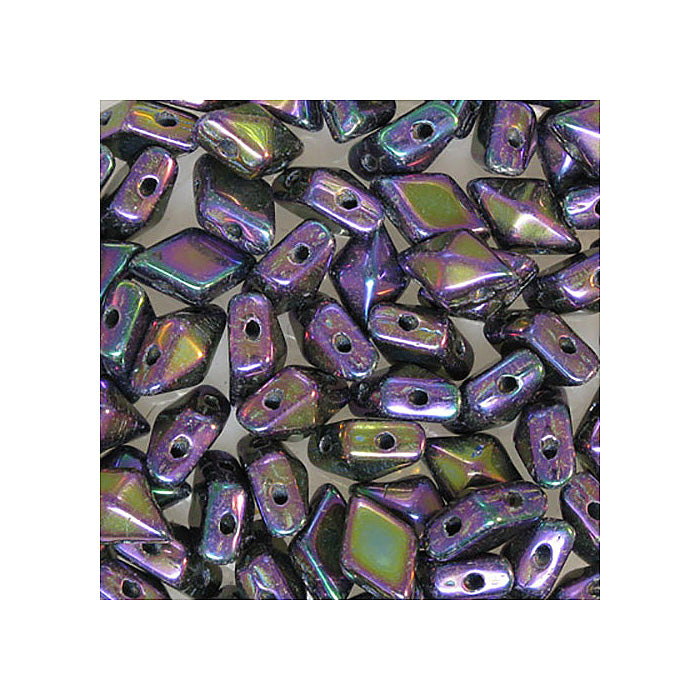DIAMONDUO glass two-hole beads rhombus gemduo Purple Iris Glass Czech Republic