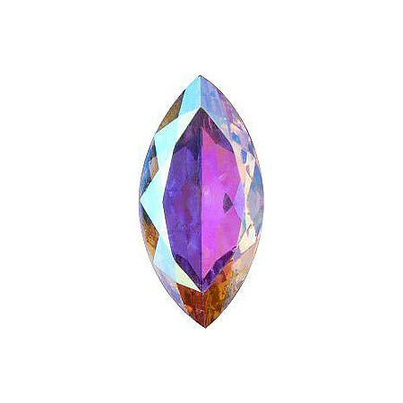 Navette Faceted Pointed Back (Doublets) Crystal Glass Stone, White 8 Transparent With Ab (000300-Abt-Gf), Czech Republic