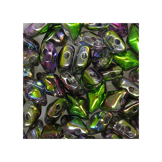 DIAMONDUO glass two-hole beads rhombus gemduo Green Purple Glass Czech Republic