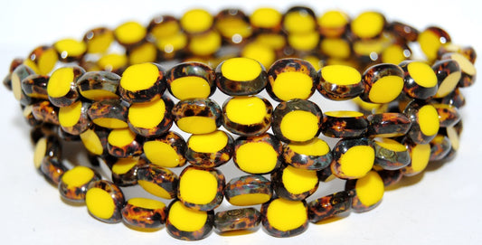Table Cut Round Candy Beads, Yellow Travertin (83120 86800), Glass, Czech Republic