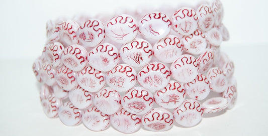 Tear Oval Pressed Glass Beads, White 46490 (2010 46490), Glass, Czech Republic