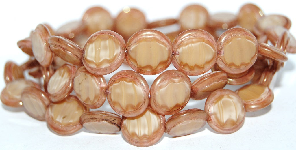 Table Cut Round Beads Eskooko, 16017 Luster Red Full Coated (16017 14495), Glass, Czech Republic