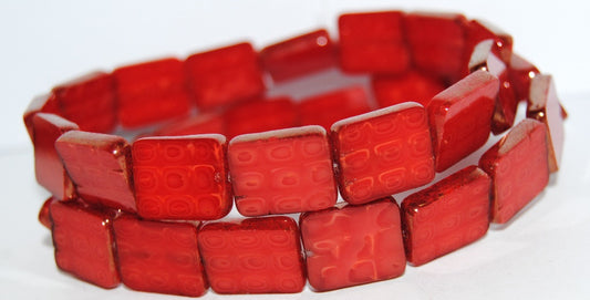 Table Cut Rectangle Beads With Grating, 1513 96020 Bronze (1513 96020 14415), Glass, Czech Republic