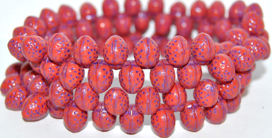 Strawberry Friut Pressed Glass Beads, Opaque Red 43810 (93200 43810), Glass, Czech Republic