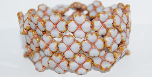 Table Cut Beads Four-Leaf Clover, 24010 Travertin 55307 (24010 86800 55307), Glass, Czech Republic