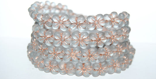 Flower Pressed Glass Beads, Transparent Blue 54200M (30010 54200M), Glass, Czech Republic