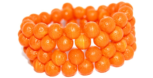 Round Orange Friut Pressed Glass Beads, (81260 Fm), Glass, Czech Republic