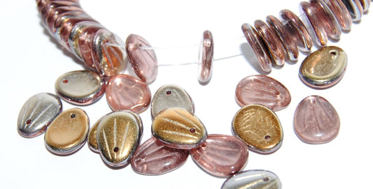 Rounded Leaf Pressed Glass Beads, Crystal 27101 (30 27101), Glass, Czech Republic