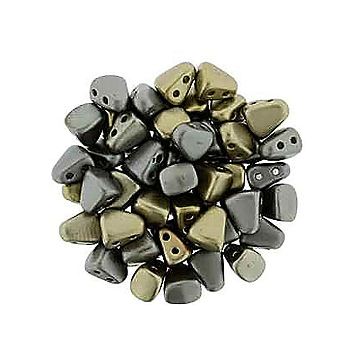 Matubo NIB-BIT 2-hole pyramid glass beads Matte Metallic Leather Glass Czech Republic