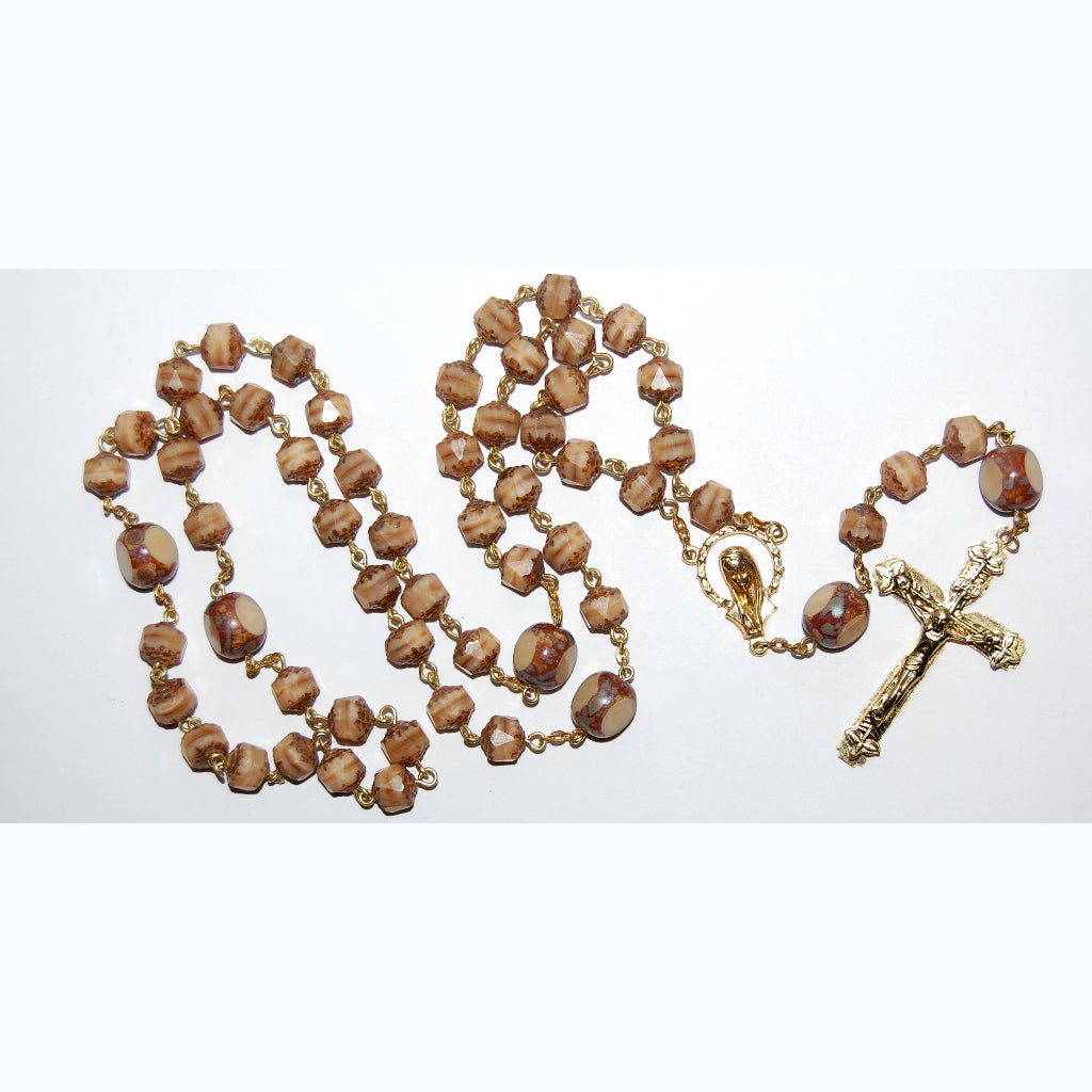 Rosaries With Czech Glass Beads And Methal Cross, 8 mm + 10 mm (R361210-A)