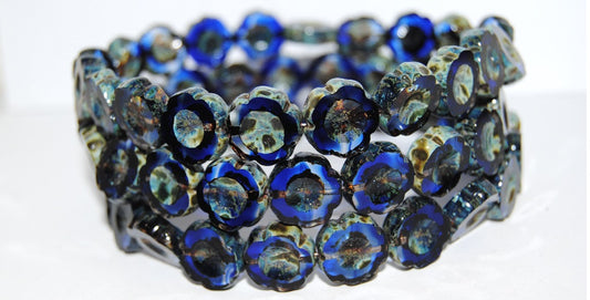 Table Cut Round Beads Hawaii Flowers, (3001006 66800), Glass, Czech Republic