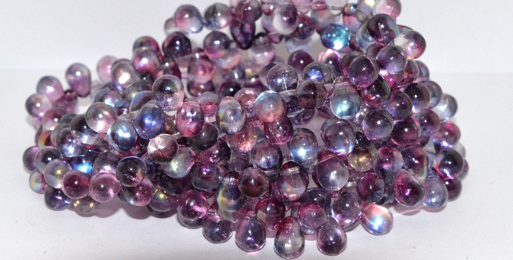 Pear Drop Pressed Glass Beads, Crystal 48121 (30 48121), Glass, Czech Republic