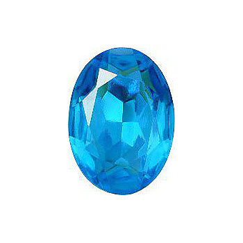 Oval Faceted Pointed Back (Doublets) Crystal Glass Stone, Aqua Blue 1 Transparent With Ab (60030-Abb), Czech Republic