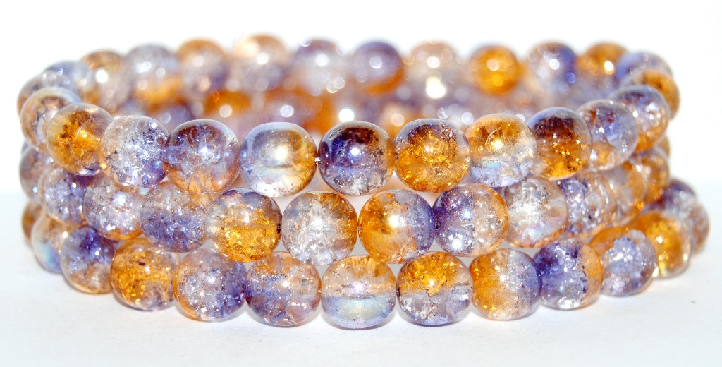 Round Pressed Glass Beads Druck, (48107 Crack), Glass, Czech Republic