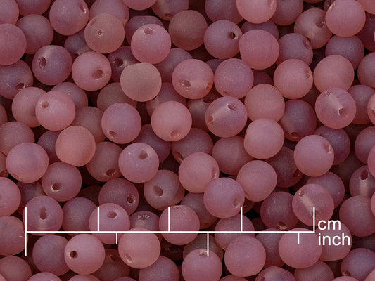 OUTLET 250g Round Pressed Beads with Eccentric Hole, 6 mm, Opal Pink Matte (111-19005-06x06-71010-84110)