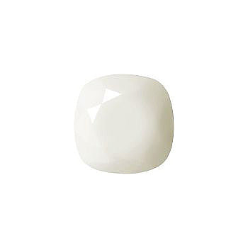 Rounded Square Faceted Pointed Back (Doublets) Crystal Glass Stone, White 11 Opaque (83520), Czech Republic