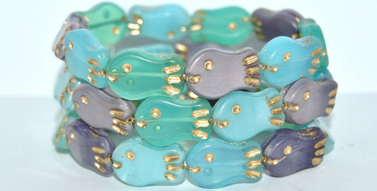 Simple Fish Pressed Glass Beads, Blue Mixed Colors 54202 (Blue Mix 54202), Glass, Czech Republic