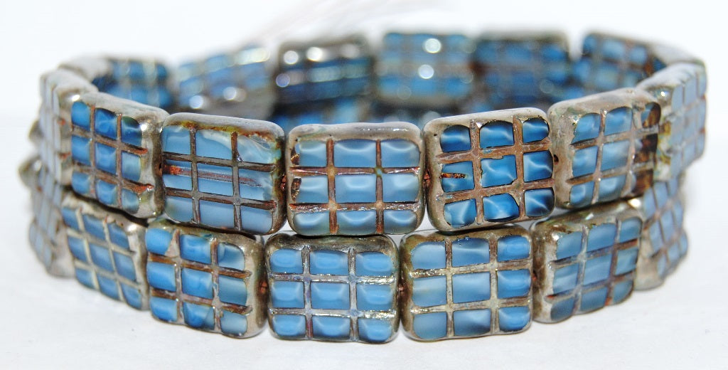 Table Cut Rectangle Beads With Grating, (66020 43400), Glass, Czech Republic