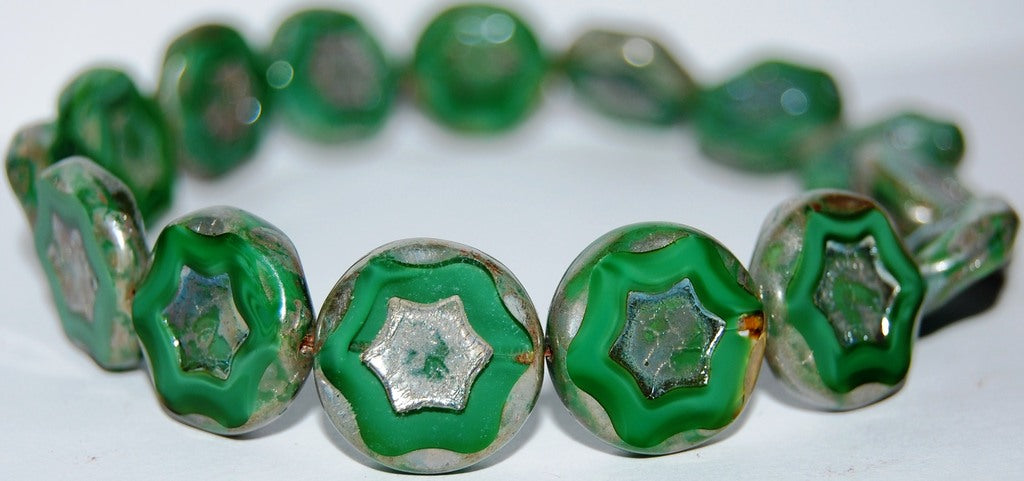 Table Cut Round Beads With Star, (56100 43400), Glass, Czech Republic