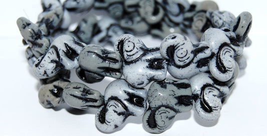 Elephant Animal Pressed Glass Beads, Gray Mixed Colors Opq 46769 (Gray Mix Opq 46769), Glass, Czech Republic