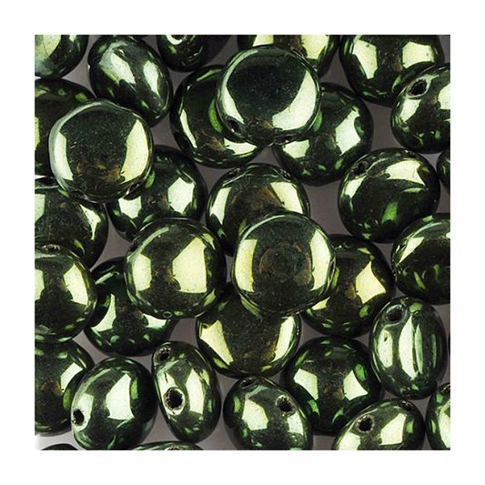 PRECIOSA Candy beads 2-hole round glass cabochon Green Glass Czech Republic