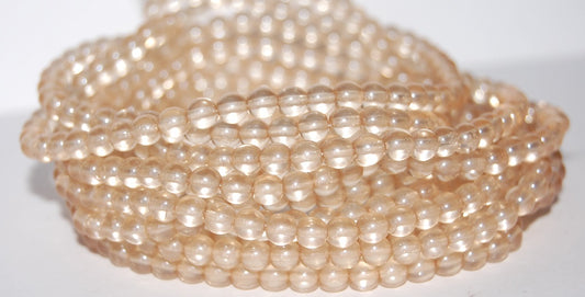 Round Pressed Glass Beads Druck, Crystal Luster Brown Full Coated (30 14413), Glass, Czech Republic