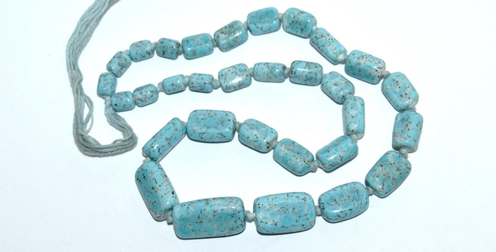 Czech Glass Beads Mix Blue Aqua Stone Effect, (Aqua Stone), Glass, Czech Republic