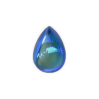 Pear Cabochons Flat Back Crystal Glass Stone, Aqua Blue 10 Mexico Opals (16618), Czech Republic