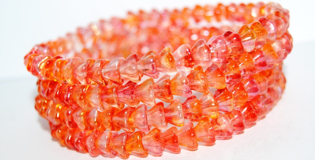 Bell Flower Pressed Glass Beads, 48109 (48109), Glass, Czech Republic