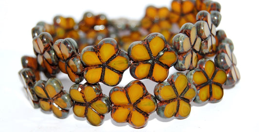 Table Cut Flower Beads, 81240 Travertin (81240 86800), Glass, Czech Republic