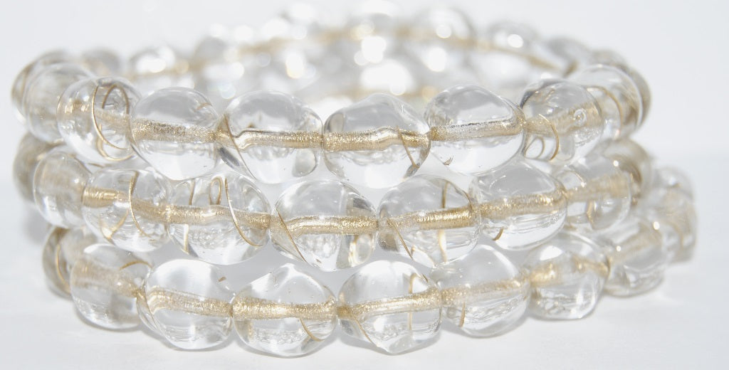 Shaped Pressed Glass Beads, Crystal 54202 (30 54202), Glass, Czech Republic