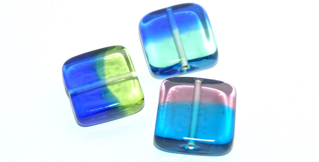 Czech Glass Hand Made Square Lampwork Beads, (X), Glass, Czech Republic