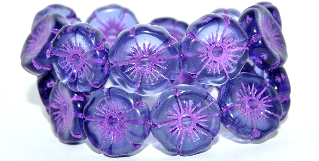 Hawaii Flower Pressed Glass Beads, (40020 46420), Glass, Czech Republic